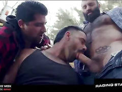 RagingStallion Burly Truckers Bring Muscle To His Knees