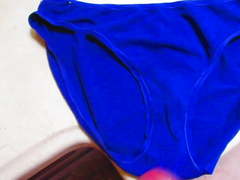 Cum in blue cotton panty